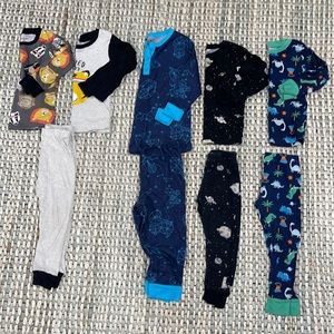 LOT of 9 Toddler boys pajamas, size 2T